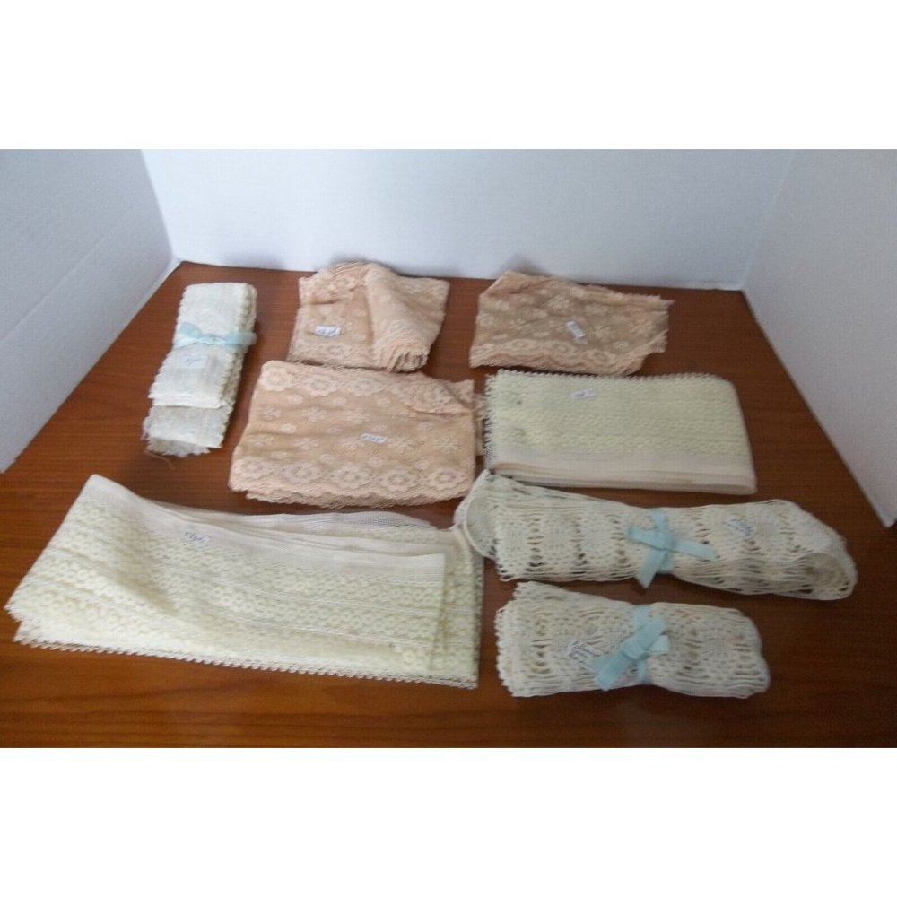 Lot Antique & Vintage Lace Trim Crafts Doll Clothes Sewing Crochet Doily 20+ Yds